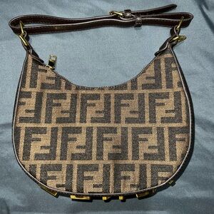 Brown and Black Logo Shoulder Bag